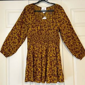 Sam Edelman Mini Dress Lora Golden Spring Olive Oil Women Size L NWT $129